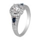 0.58ct tdw round diamond and marquise blue sapphire engagement ring (with CZ center) in 14k white gold